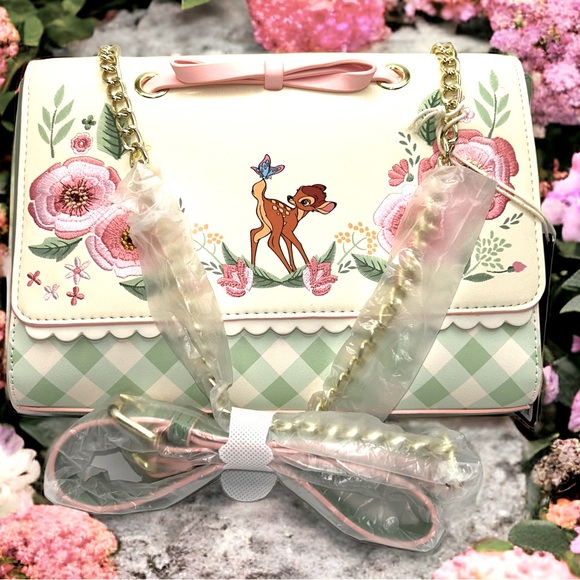 Loungefly Disney Bambi Springtime Gingham Crossbody Bag Wallet Set - Picture 4 of 8